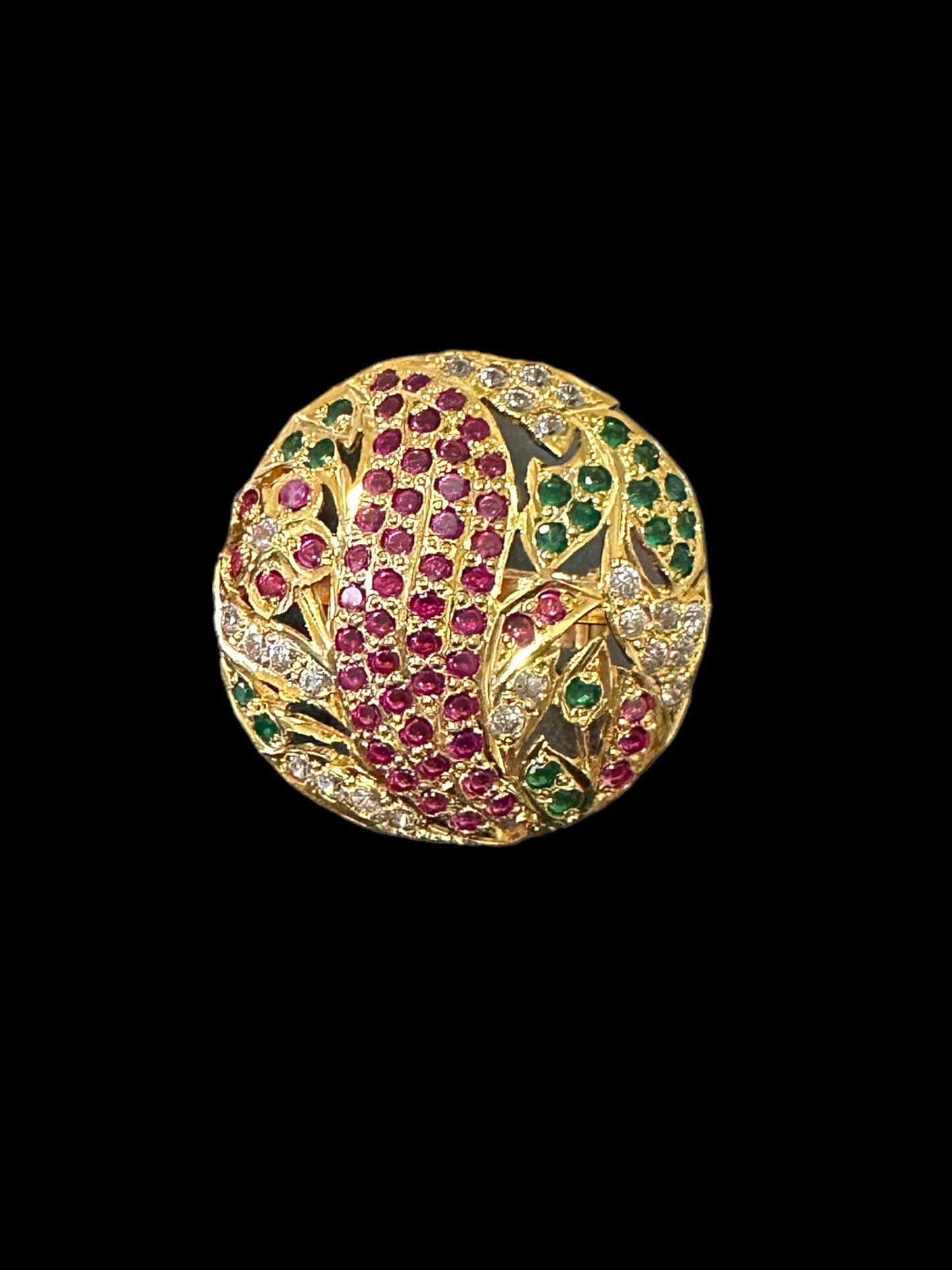 Gold plated silver ring in ruby emerald ( READY TO SHIP )