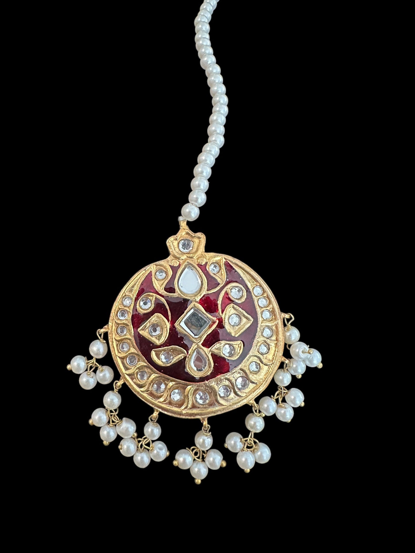 DJTK313 kundan and meenakari tika - Red ( READY TO SHIP )