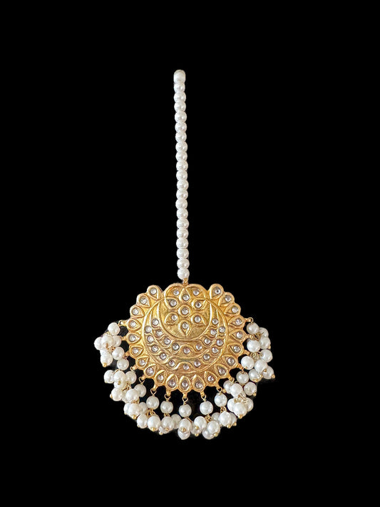 DJTK194 gold plated tika in kundan  and pearls ( READY TO SHIP  )