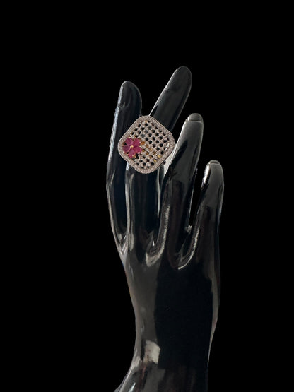 DJR135  Cz gold plated  ring - Ruby( READY TO SHIP)