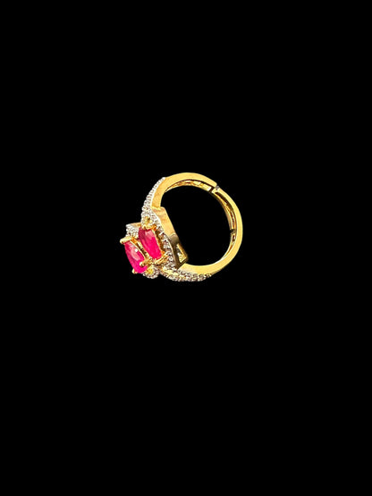 DJR134  Cz gold plated  ring - Ruby( READY TO SHIP)