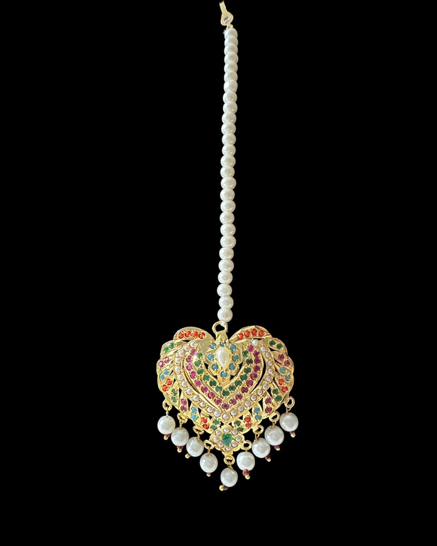 BR320 navratan jadau bridal set in shell pearls ( READY  TO SHIP)