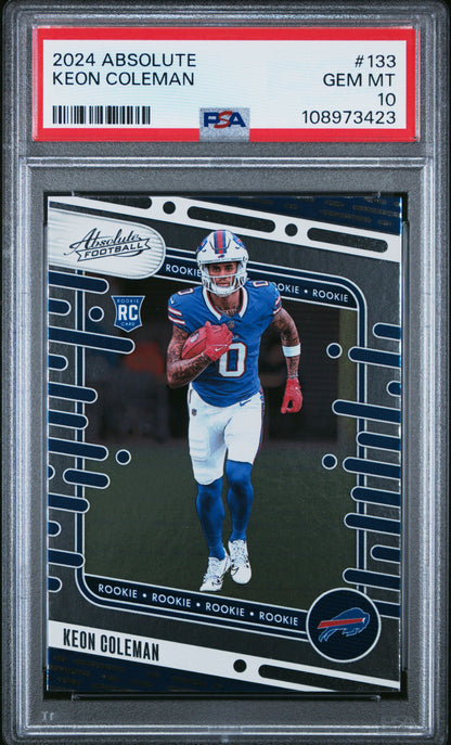 Graded 2024 Panini Absolute Keon Coleman #133 Rookie RC Football Card PSA 10 Gem Mint