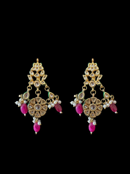 DLN104 Shahreen kundan rani haar in pink beads   ( READY TO SHIP)