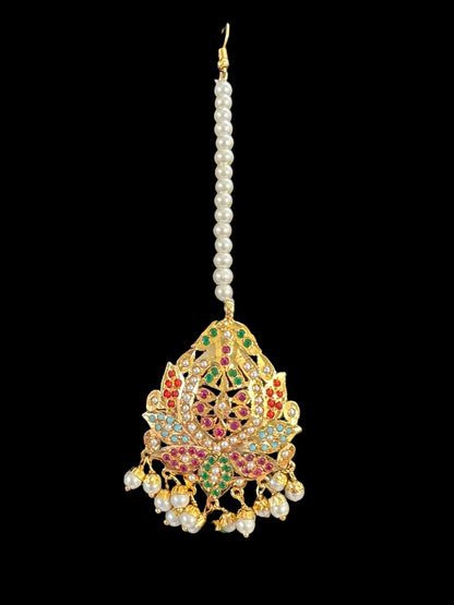 DNS46 Rana Navratan  necklace  earrings tika  (SHIPS IN 3 WEEKS )