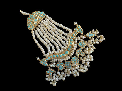 JTK9 Anuja jhoomar tika in feroza/ turquoise ( READY TO SHIP )