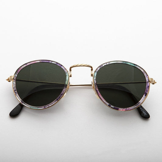 Round Hippie Vintage Sunglass with Multicolor Rim - Dakota