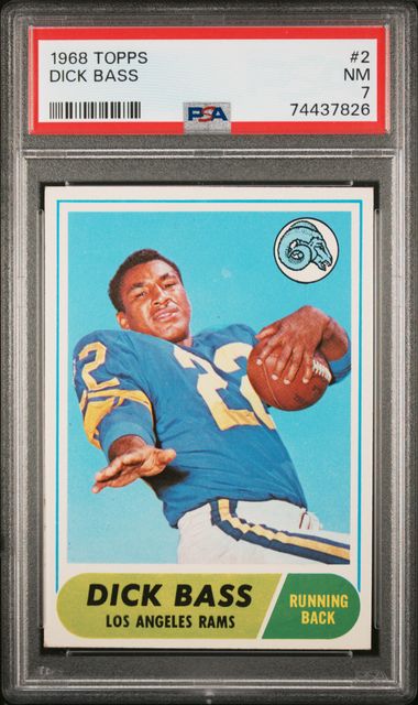 Graded 1968 Topps Dick Bass #2 Football Card PSA 7 Near Mint