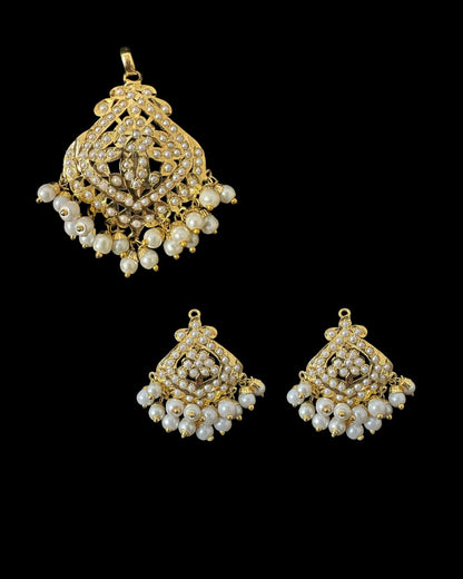 PS544 Ayeza jadau pearl  pendant set ( SHIPS IN 3 weeks  )