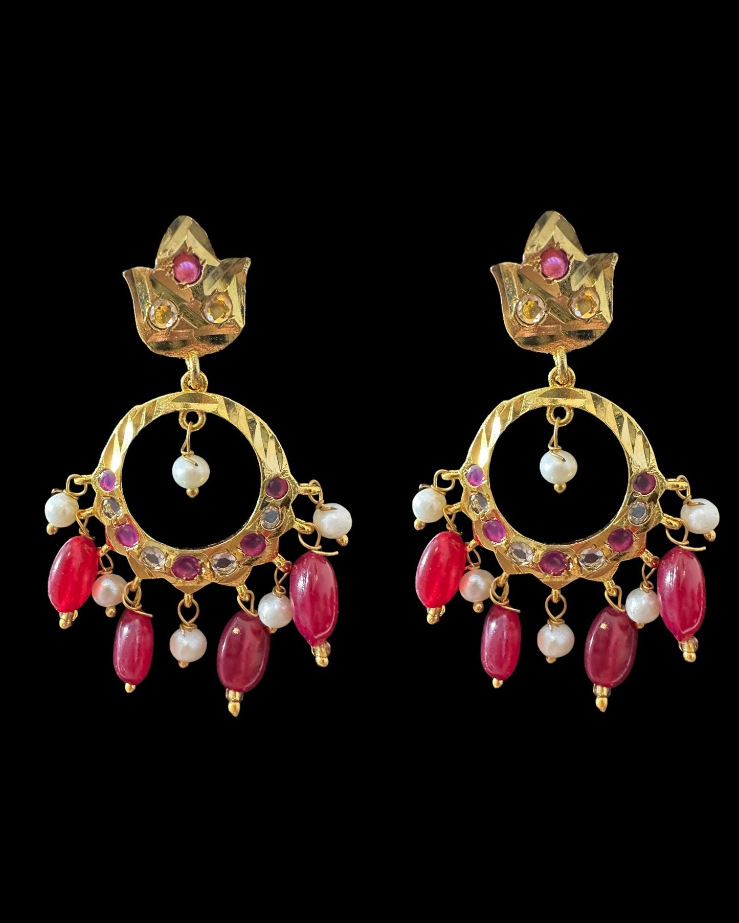 PS558 Hyderabadi / Nizami tirmani in fresh water pearls with chandbali( READY TO SHIP )