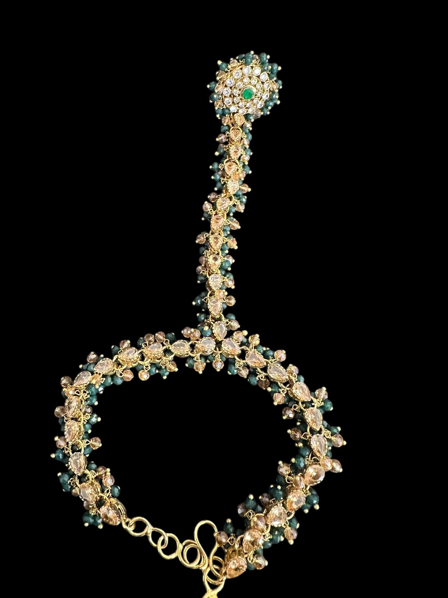 BR496 Faiza bridal set in emerald ,champagne combination  ( SHIPS IN 4 WEEKS )