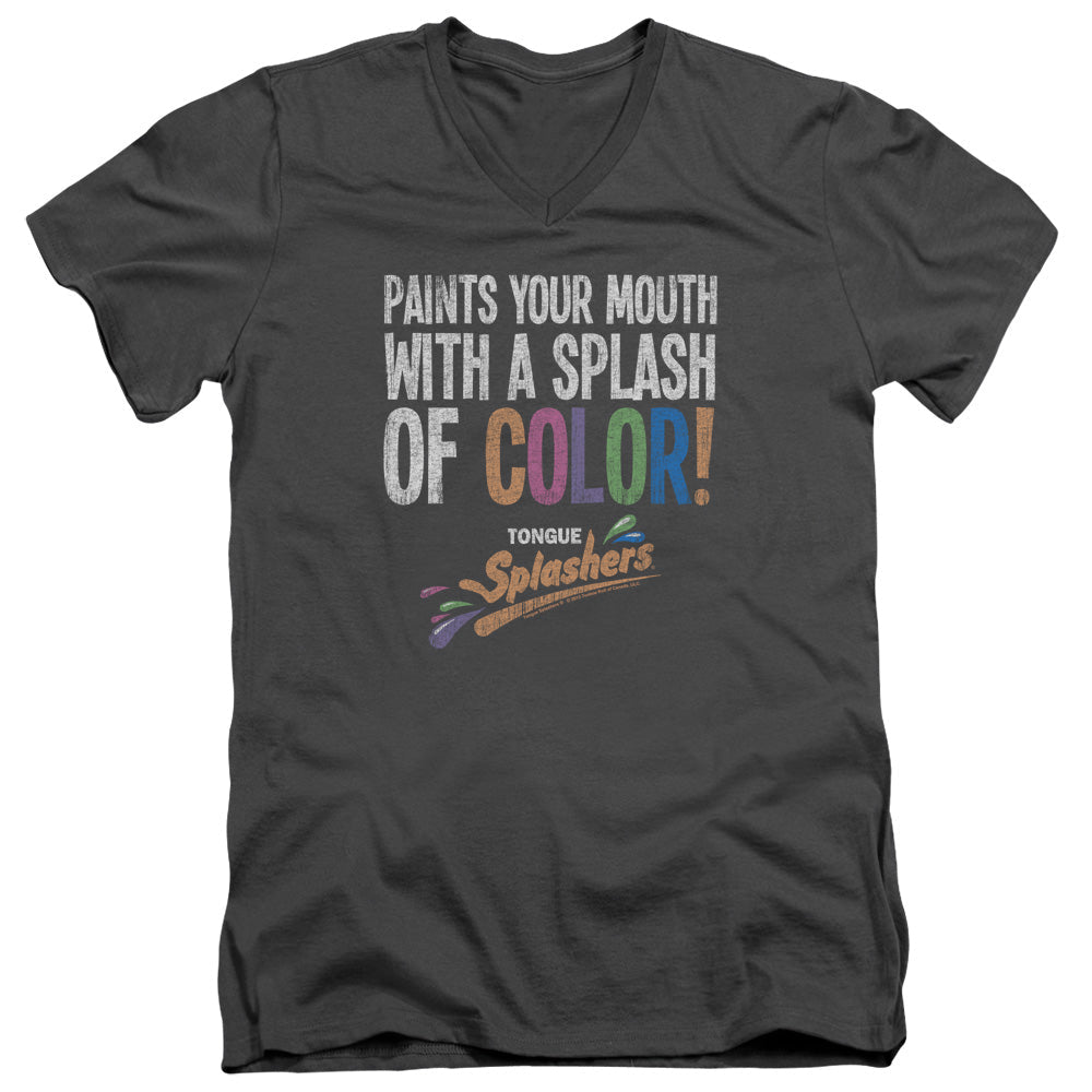 Dubble Bubble Paints Your Mouth Mens Slim Fit V Neck T Shirt Charcoal Officially Licensed