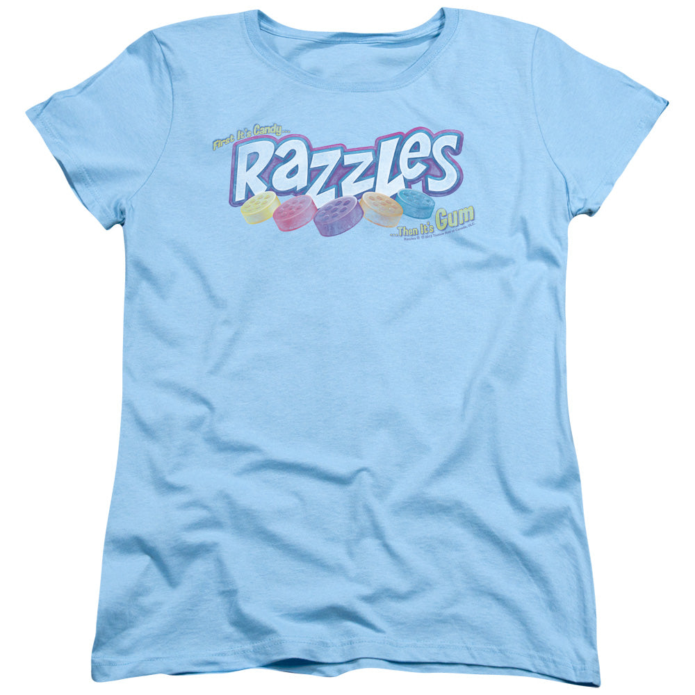 Dubble Bubble Distressed Logo Womens T Shirt Light Blue Officially Licensed