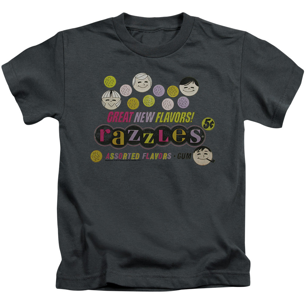 Dubble Bubble Razzles Retro Box Juvenile Kids Youth T Shirt Charcoal (5 6) Officially Licensed