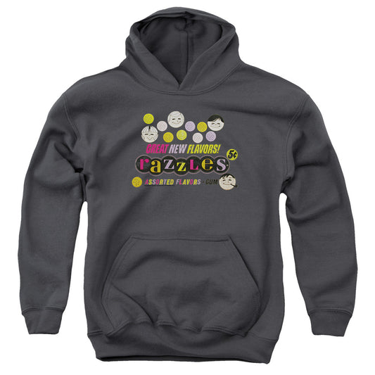 Dubble Bubble Razzles Retro Box Kids Youth Hoodie Charcoal Officially Licensed