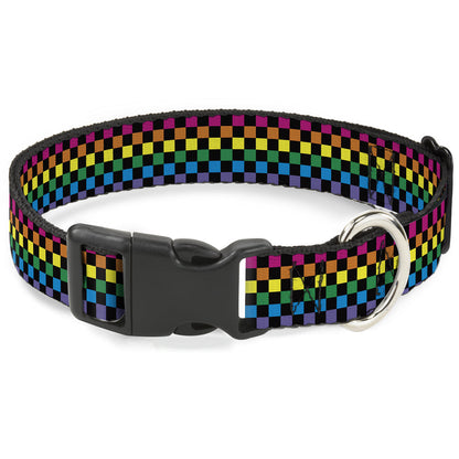 Plastic Clip Collar - Checker Black/Neon Rainbow
