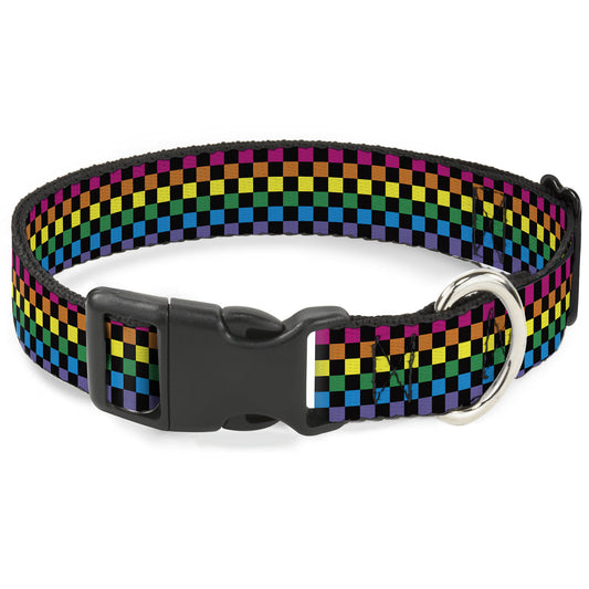 Plastic Clip Collar - Checker Black/Neon Rainbow