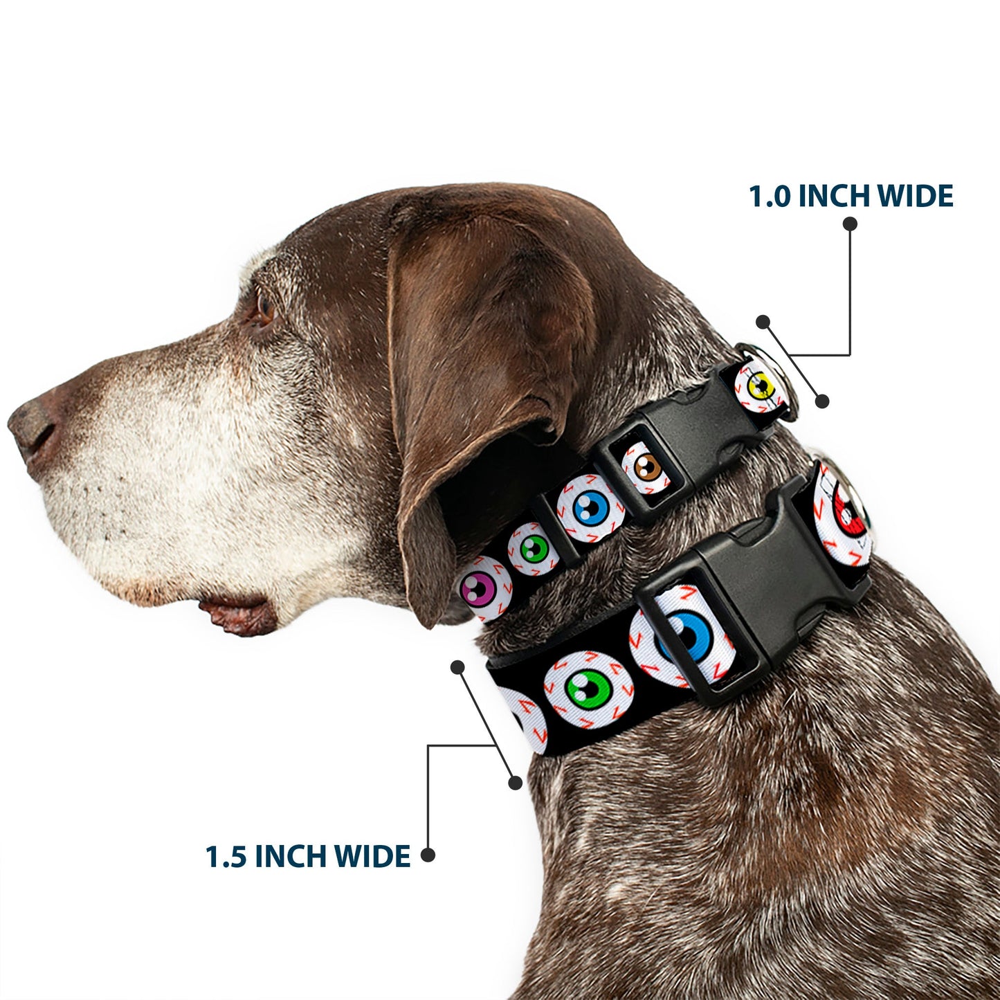 Plastic Clip Collar - Eyeballs Black/Multi Color