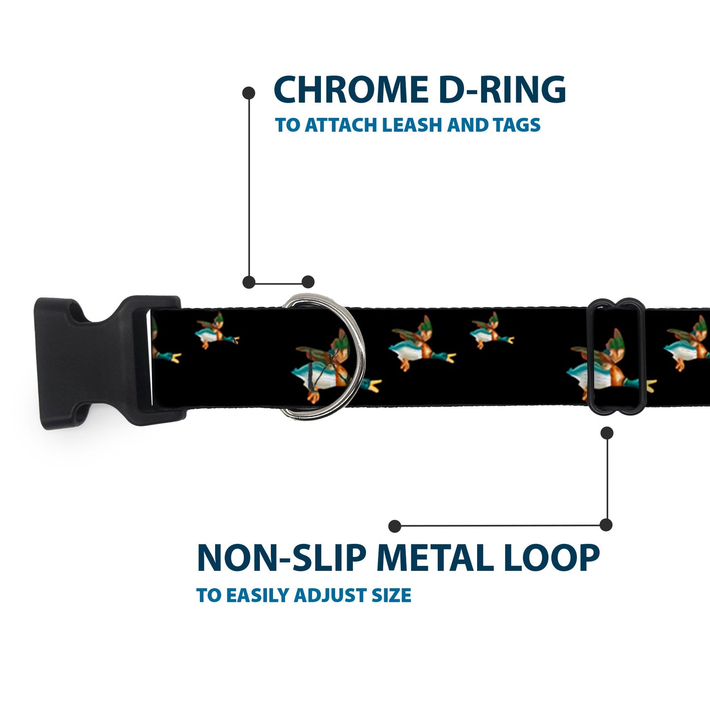 Plastic Clip Collar - Flying Mallards Black
