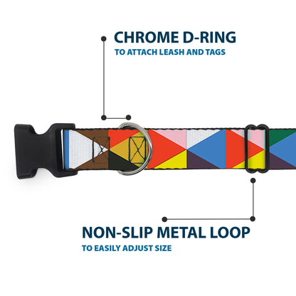 Plastic Clip Collar - Geometric Triangle Blocks Multi Color