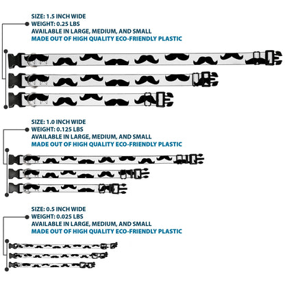 Plastic Clip Collar - Mustaches White/Black