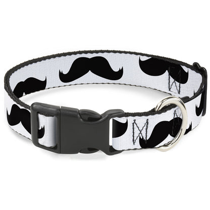 Plastic Clip Collar - Mustaches White/Black