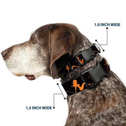 Plastic Clip Collar - Mud Flap Girl Repeat Black/Orange Fade