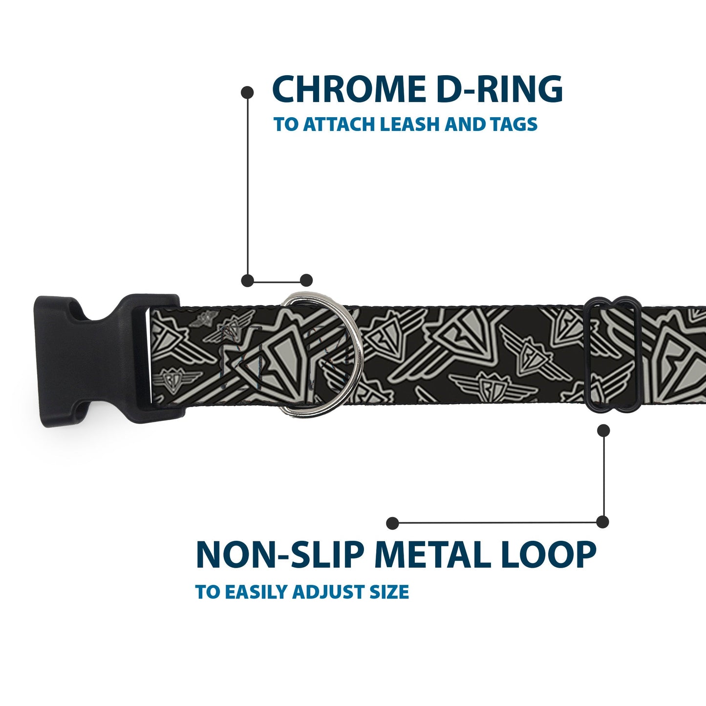 Plastic Clip Collar - BD Logo Scattered Black/Gray