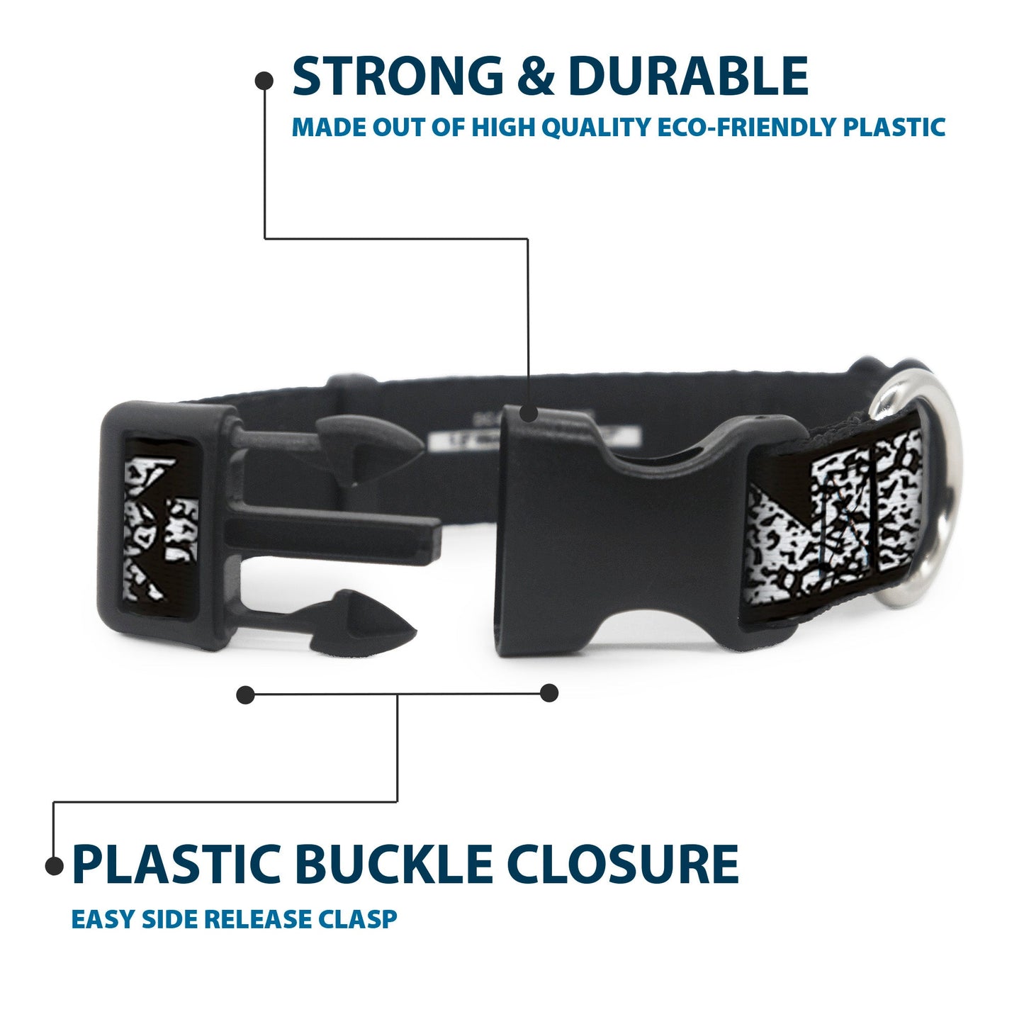 Plastic Clip Collar - BUCKLE-DOWN Shapes Black/Camo White/Black