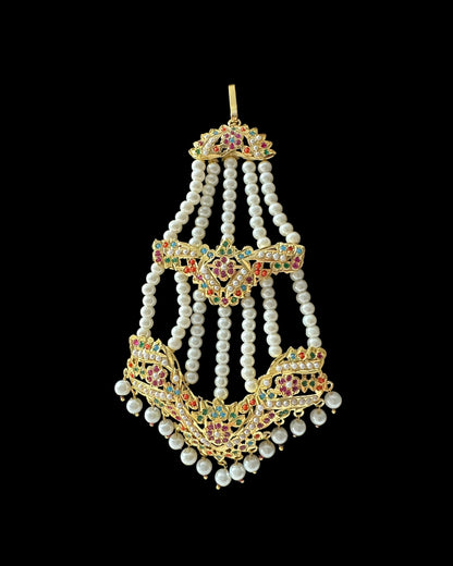 BR320 navratan jadau bridal set in shell pearls ( READY  TO SHIP)