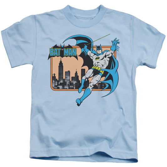 DC Comics Batman in the City Juvenile Kids Youth T Shirt Light Blue Officially Licensed