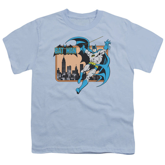 DC Comics Batman in the City Kids Youth T Shirt Light Blue Officially Licensed
