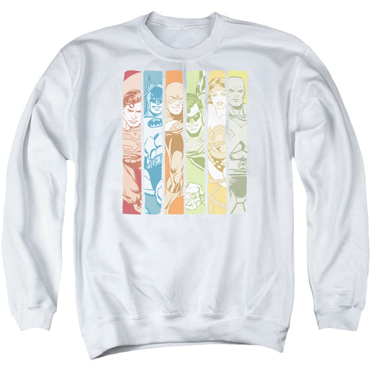 Dc Justice League Columns Mens Crewneck Sweatshirt White