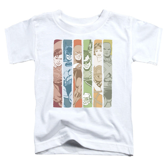 DC Comics Justice League Columns Toddler Kids Youth T Shirt White Officially Licensed