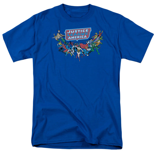 Dc Here They Come Mens T Shirt Royal Officially Licensed
