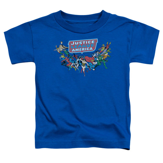 DC Comics Here They Come Toddler Kids Youth T Shirt Royal Blue Officially Licensed