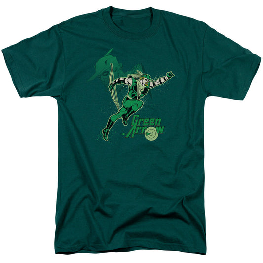Dc Green Arrow Green Arrow In Action Mens T Shirt Hunter Green Officially Licensed