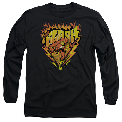 Dc Flash Blazing Speed Mens Long Sleeve Shirt Black Officially Licensed