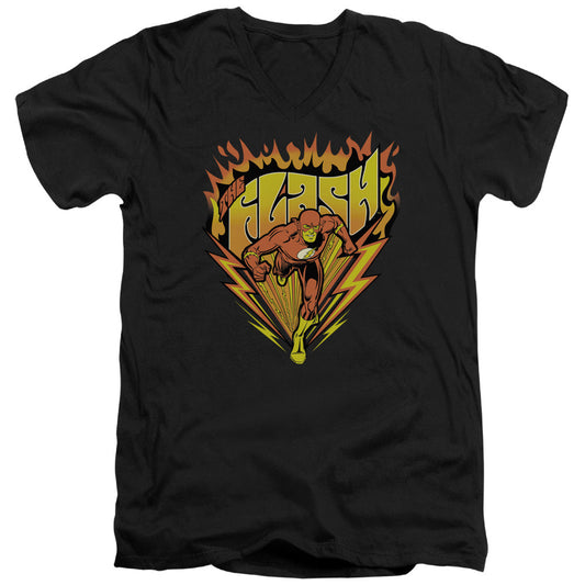 DC Comics Flash Blazing Speed Mens Slim Fit V Neck T Shirt Black Officially Licensed