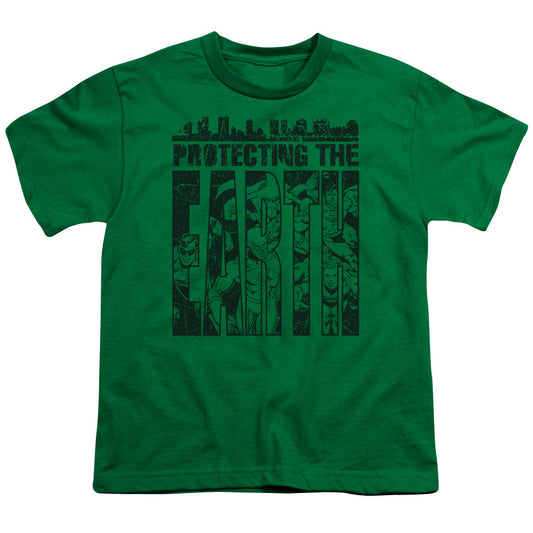 DC Comics Protecting the Earth Kids Youth T Shirt Kelly Green Officially Licensed