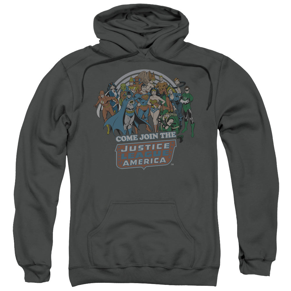 DC Comics Join the Justice League Mens Hoodie Charcoal Officially Licensed