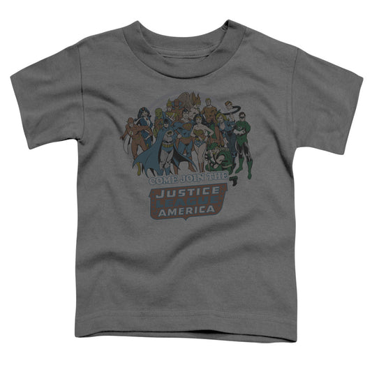 DC Comics Join the Justice League Toddler Kids Youth T Shirt Charcoal Officially Licensed