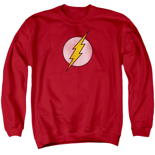 Dc Flash Flash Logo Distressed Mens Crewneck Sweatshirt Red Officially Licensed