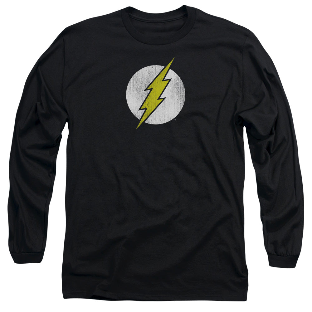 DC Comics Flash Flash Logo Distressed Mens Long Sleeve Shirt Black Officially Licensed