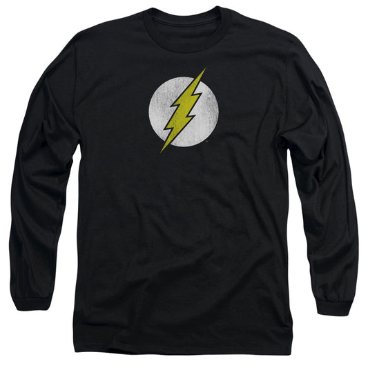 DC Comics Flash Flash Logo Distressed Mens Long Sleeve Shirt Black Officially Licensed