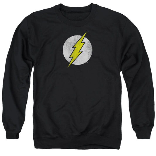 Dc Flash Flash Logo Distressed Mens Crewneck Sweatshirt Black Officially Licensed