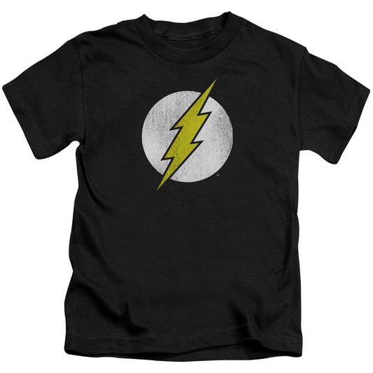 DC Comics Flash Flash Logo Distressed Juvenile Kids Youth T Shirt Black Officially Licensed