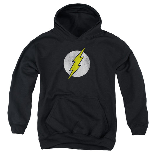 DC Comics Flash Flash Logo Distressed Kids Youth Hoodie Black Officially Licensed