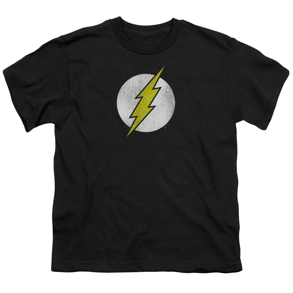 DC Comics Flash Flash Logo Distressed Kids Youth T Shirt Black Officially Licensed