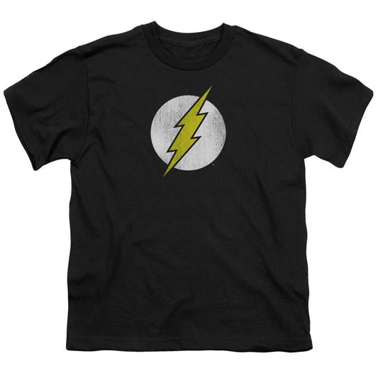 DC Comics Flash Flash Logo Distressed Kids Youth T Shirt Black Officially Licensed